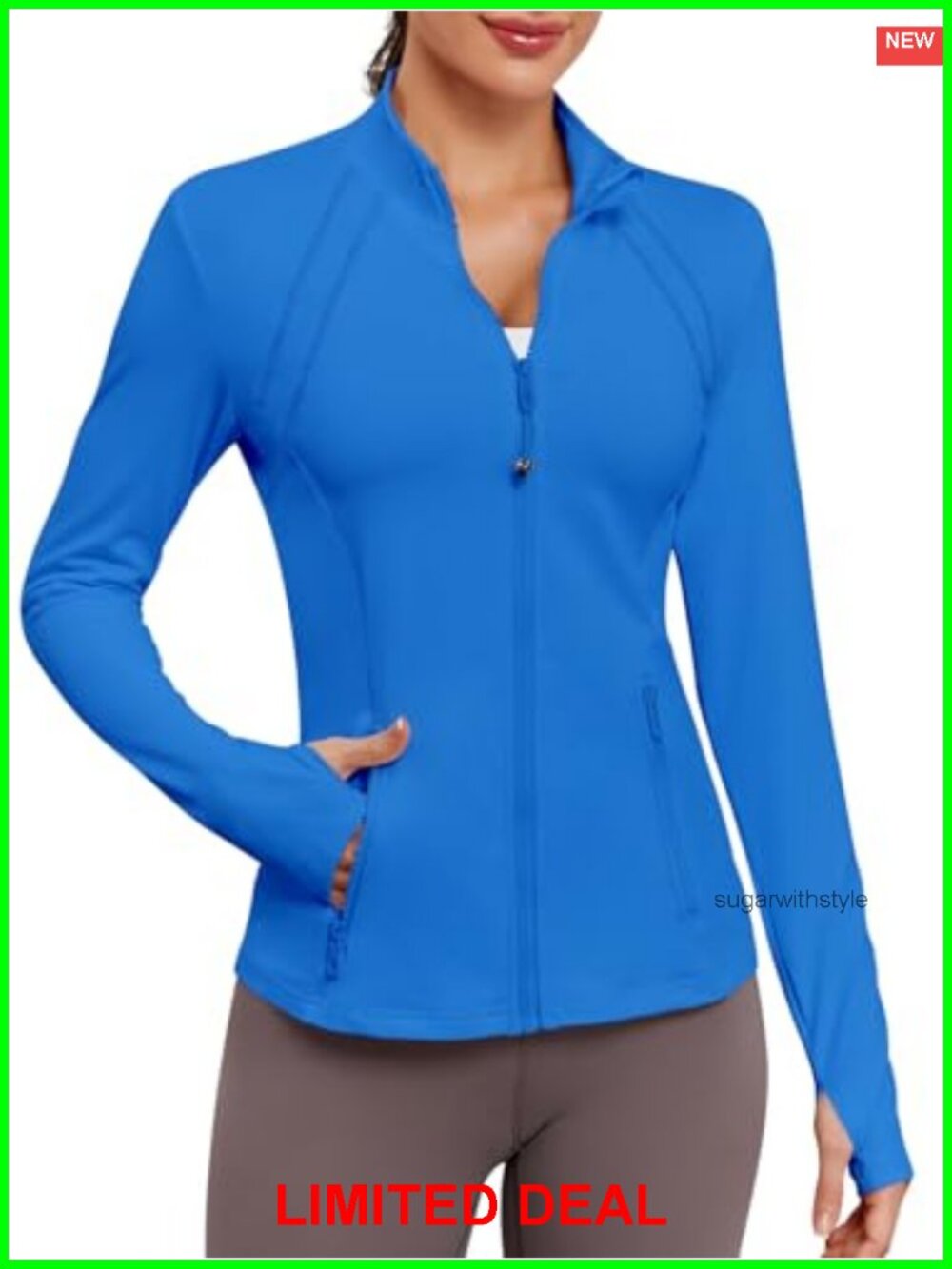 Women's Fitted Athletic Zip Up Track Jacket Workout Running Coat